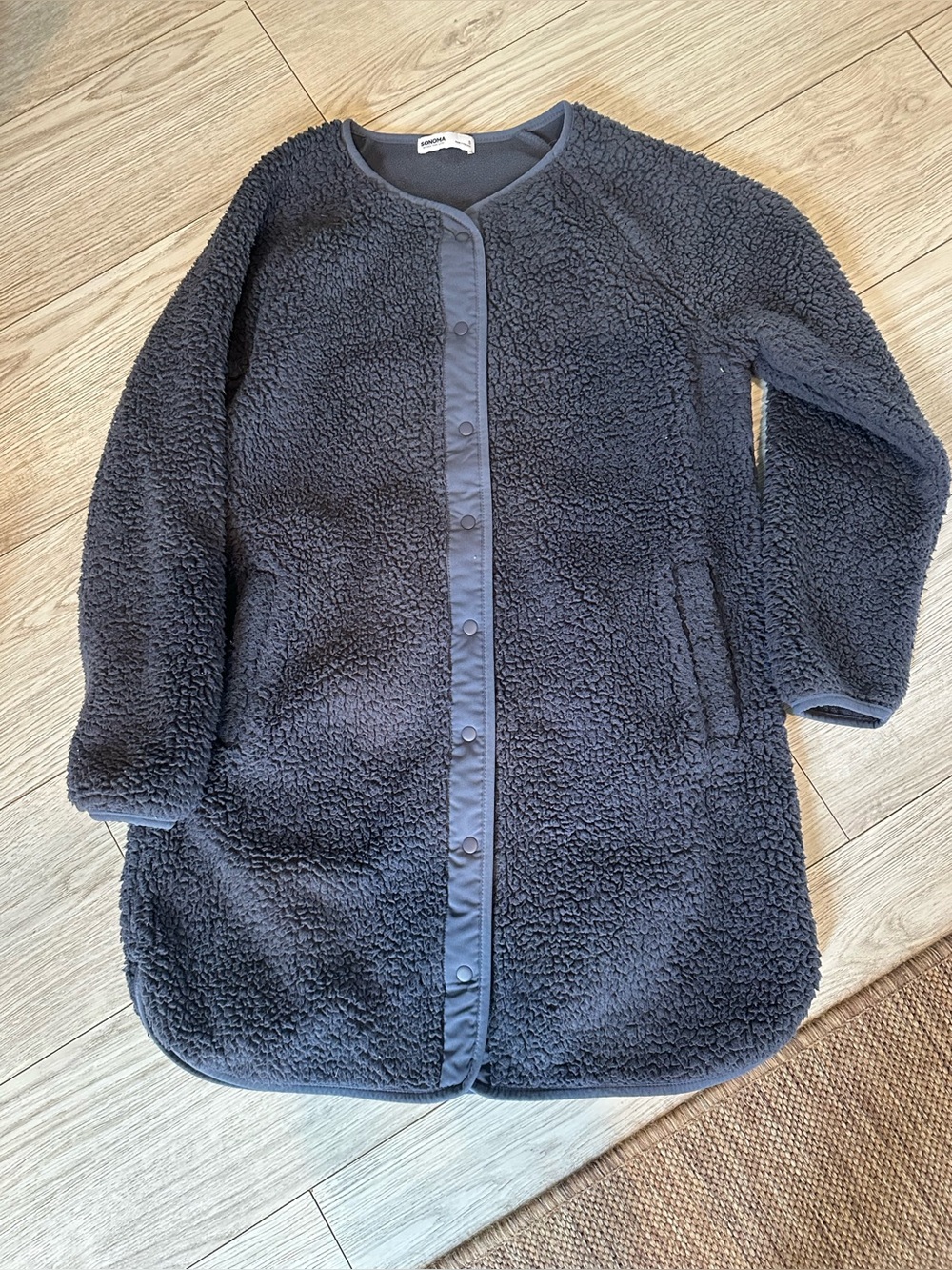 Sonoma Women's Dark Navy Teddy Sherpa Jacket
